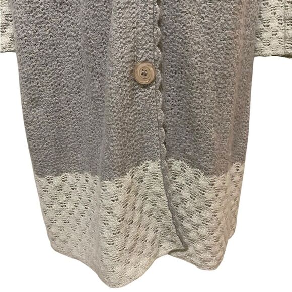 Sleeping On Snow Medium Pointelle Knit Long Cardigan Sage Angora Lamb Wool Blend - Picture 3 of 11